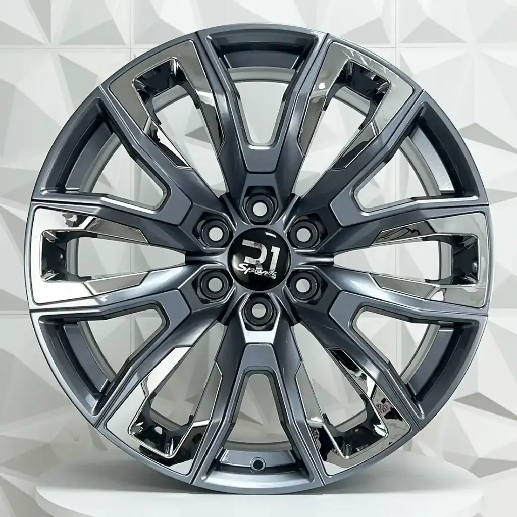 RIN 22X9 6-139.7 R1 SPORT 7041 GUNMETAL INSERT CHROME ET28 CB78.1