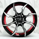 RIN 15X7 4-100/114.3 R1 SPORT DX243 BLACK MACHINE FACE+RED UNDERCUT ET35 CB73.1