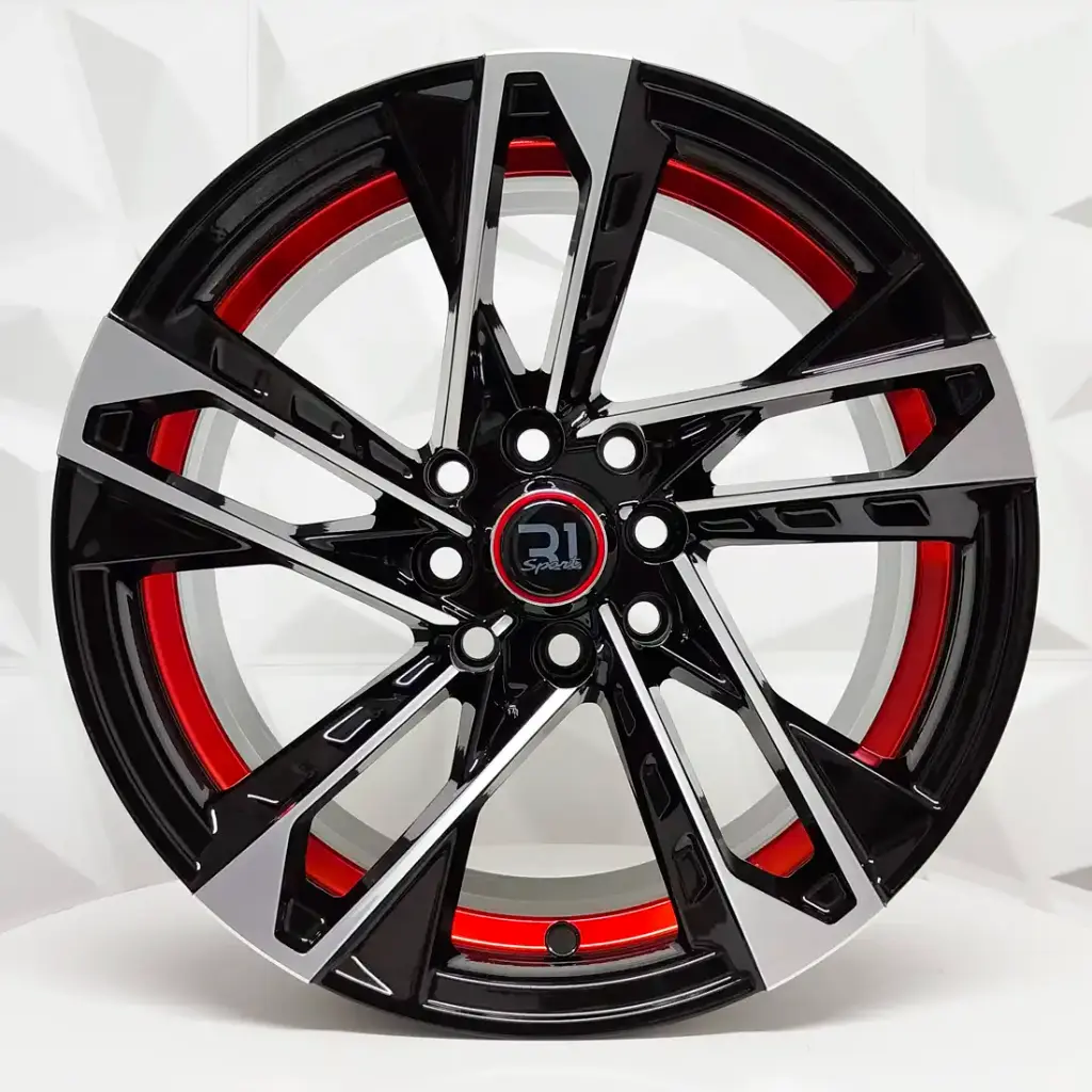 RIN 15X8.5 4-100/114.3 R1 SPORT JCW39/MG02 BLACK MACHINE FACE RED UNDERCUT ET5 CB73.1