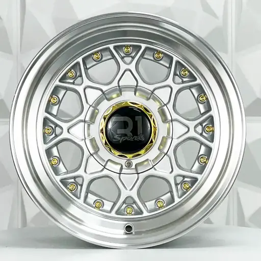 [142114] RIN 14X6.5 4-100/114.3 R1 SPORT L1880 SILVER MACHINE LIP GOLD RIVETS ET0 CB73.1