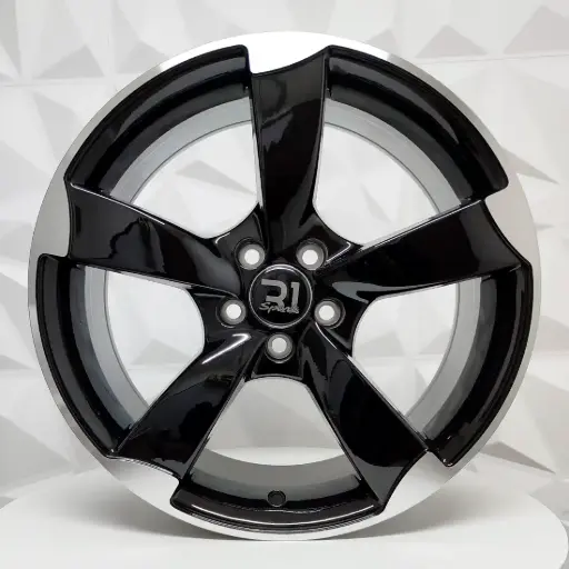 [172196] RIN 17X7.5 5-100 R1 SPORT L357 BLACK MACHINE LIP* ET35 CB73.1